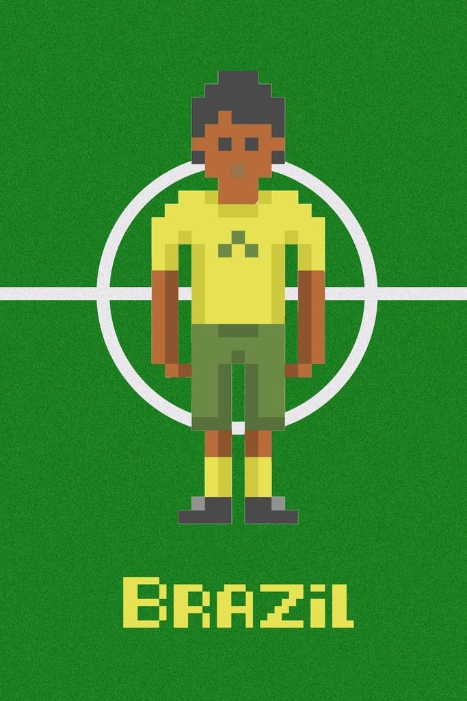 Brazil National Soccer Team | Pixel Art Poster | 8-Bit Football Fan Art