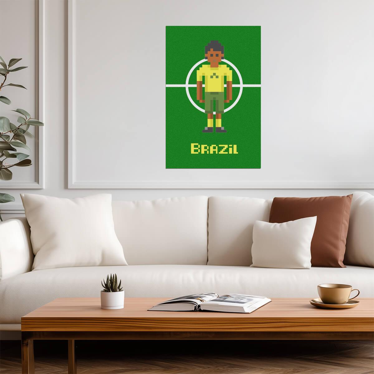 Brazil National Soccer Team | Pixel Art Poster | 8-Bit Football Fan Art