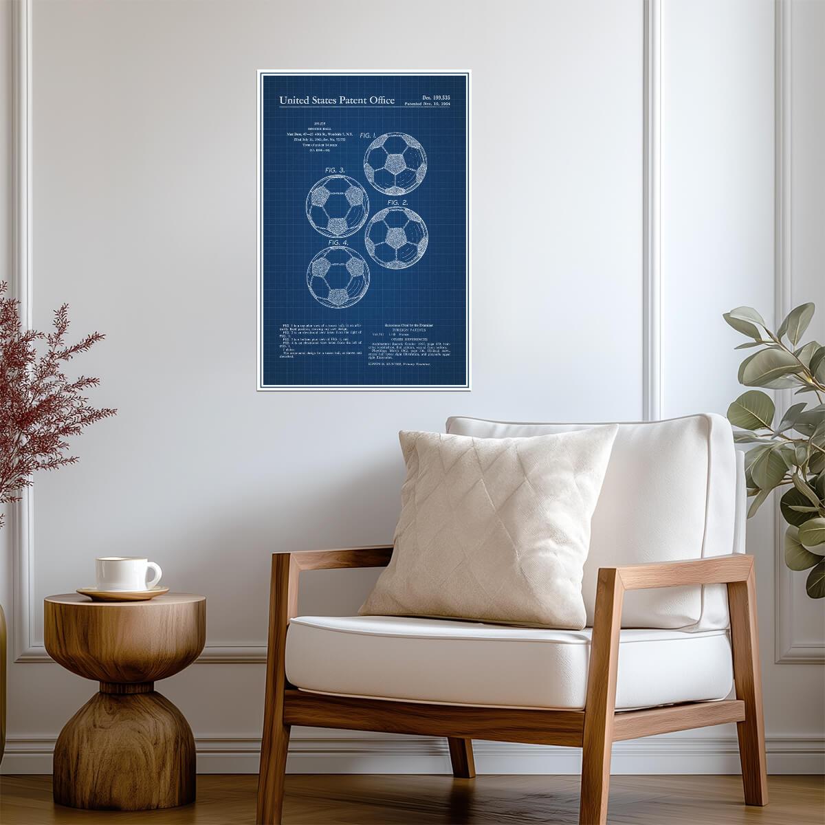 Classic Soccer Ball Patent | Sports Blueprint Poster | Football Wall Art - Vintage & Retro Poster