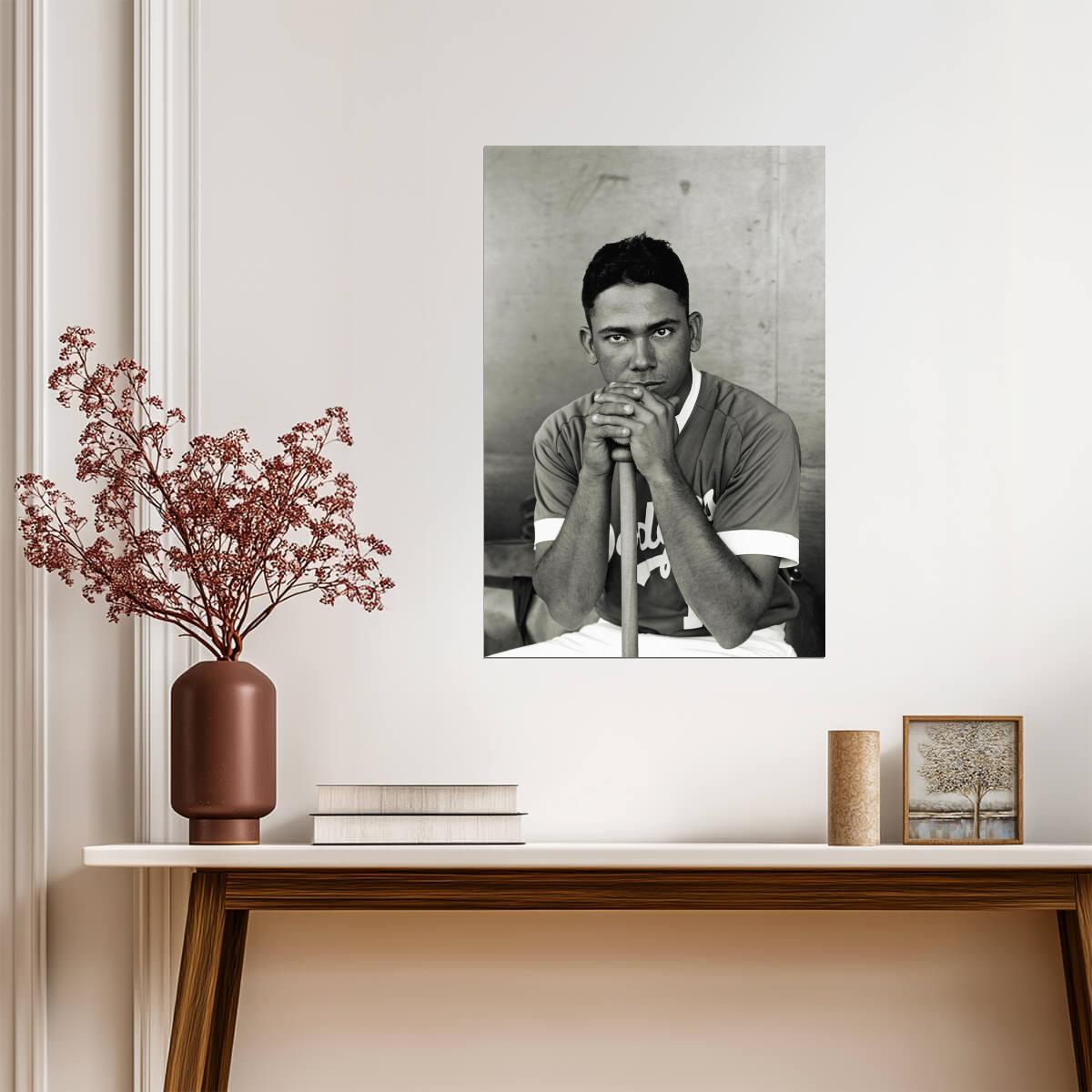 Vintage Baseball Player Portrait | Black and White Photography | Retro Sports Poster - Vintage & Retro Poster