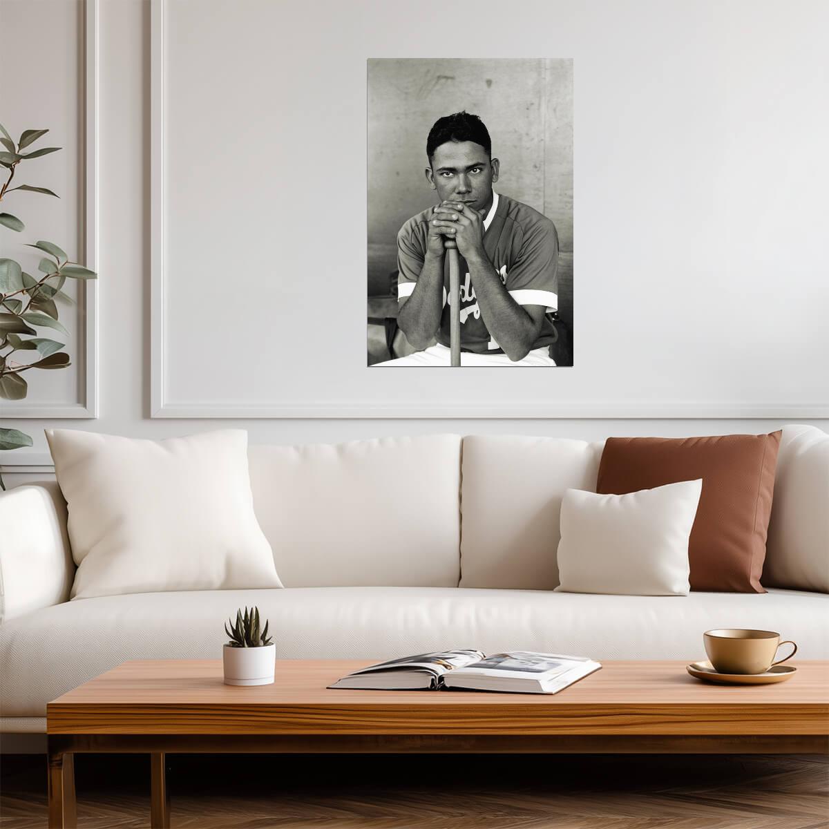 Vintage Baseball Player Portrait | Black and White Photography | Retro Sports Poster - Vintage & Retro Poster