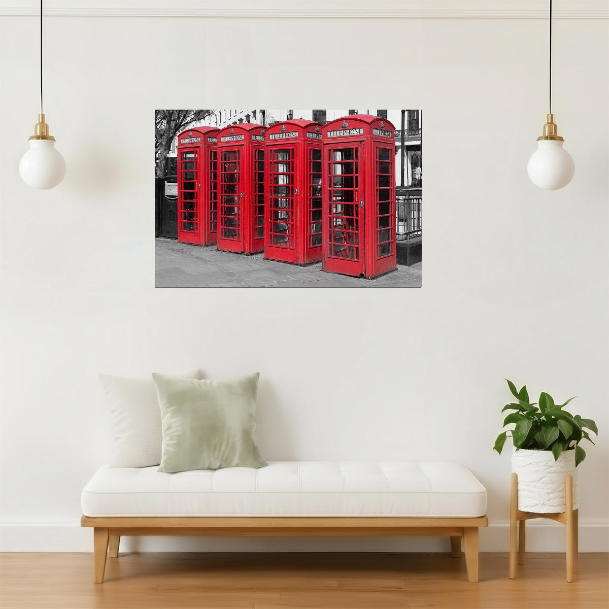 Red Telephone Boxes Poster | London Photography | UK Landmark Wall Art
