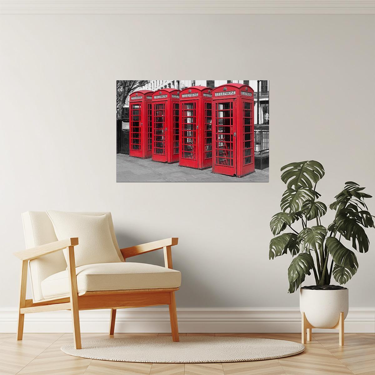 Red Telephone Boxes Poster | London Photography | UK Landmark Wall Art