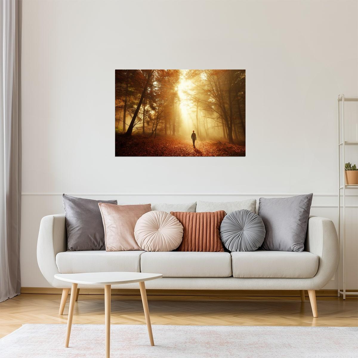 Autumn Forest Light Poster | Breathtaking Nature Photography | Fall Foliage Wall Art