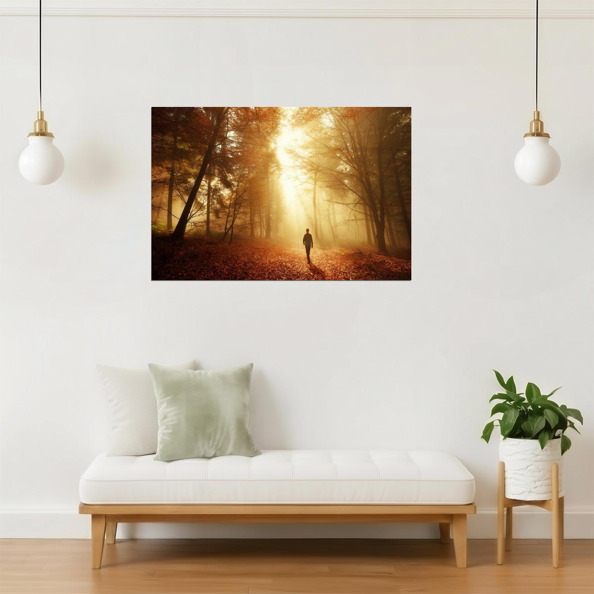 Autumn Forest Light Poster | Breathtaking Nature Photography | Fall Foliage Wall Art