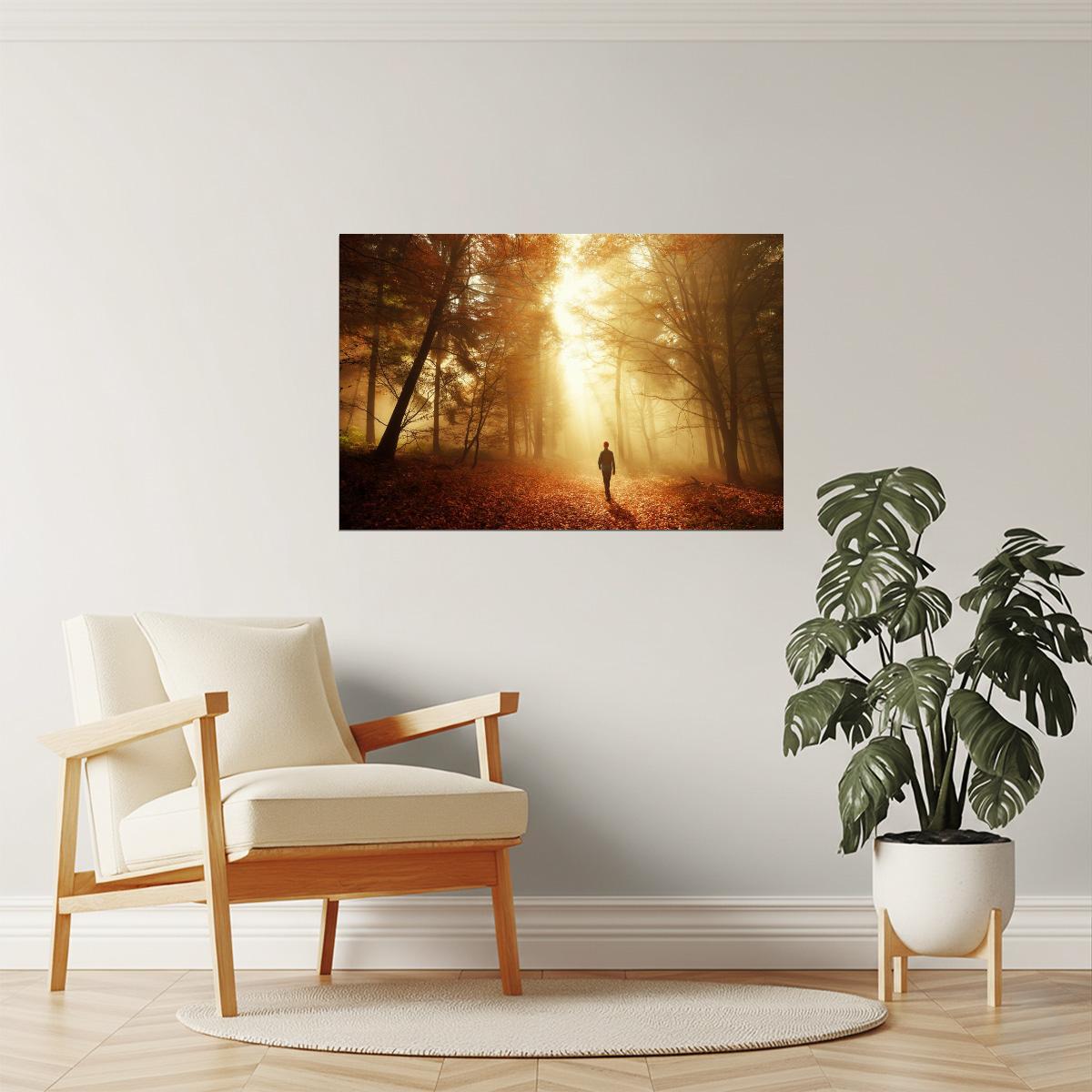 Autumn Forest Light Poster | Breathtaking Nature Photography | Fall Foliage Wall Art