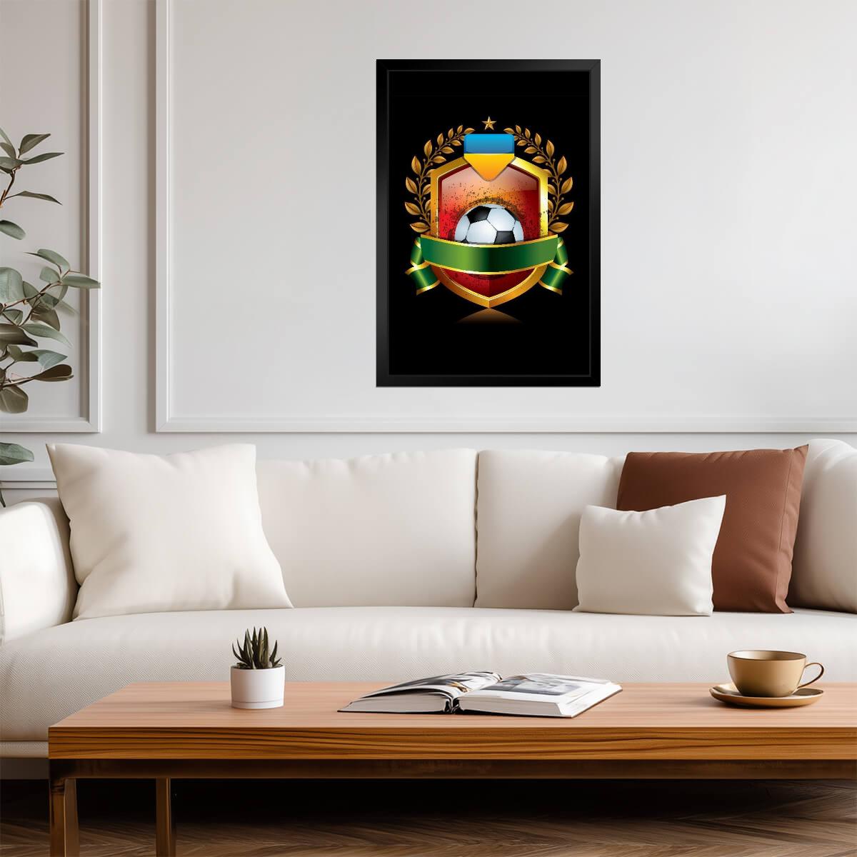 Ukraine National Soccer Team | Retro Sports Poster | Vintage Football Emblem Art