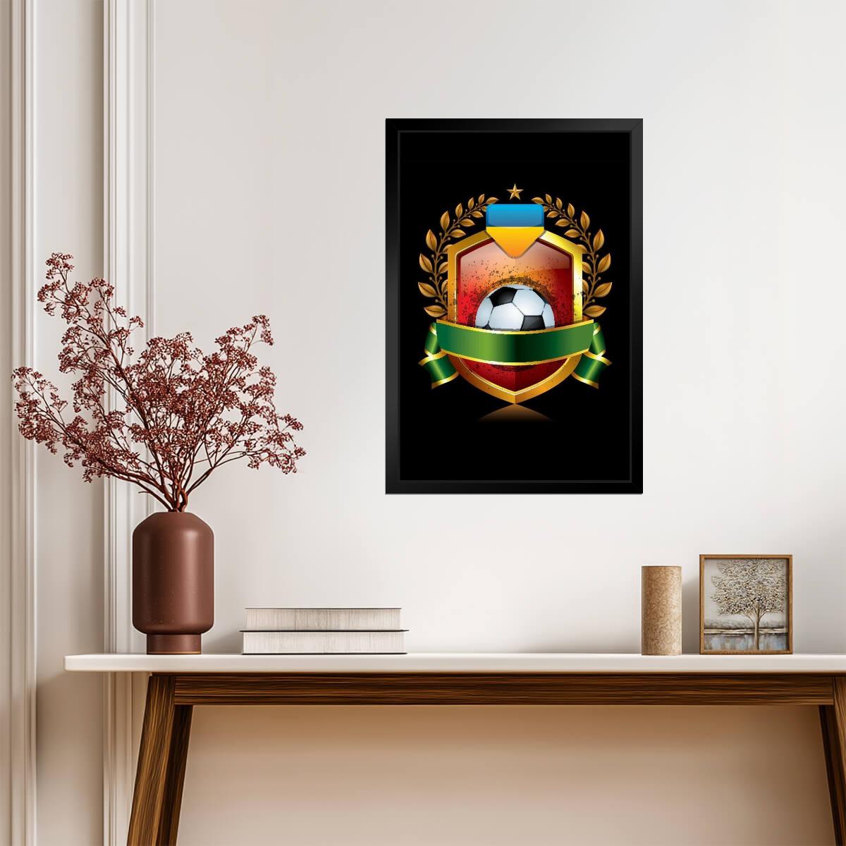 Ukraine National Soccer Team | Retro Sports Poster | Vintage Football Emblem Art
