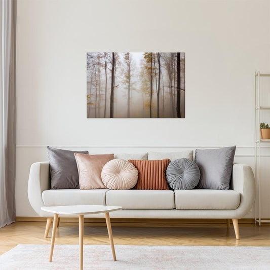 Misty Autumn Forest Poster | Beech Tree Photography | Ethereal Landscape Wall Art
