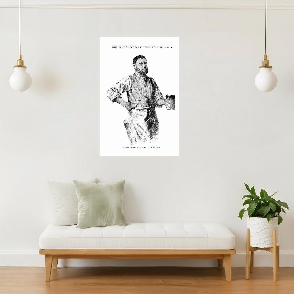 Victorian Blacksmith Drinking Beer Poster | Vintage Illustration | Historical Wall Art