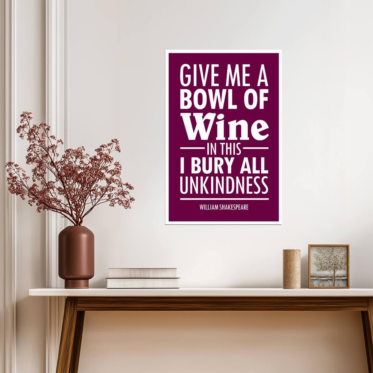 William Shakespeare Julius Caesar Quote | Give Me A Bowl Of Wine Poster | Purple Literary Wall Art - Type & Quotes Poster
