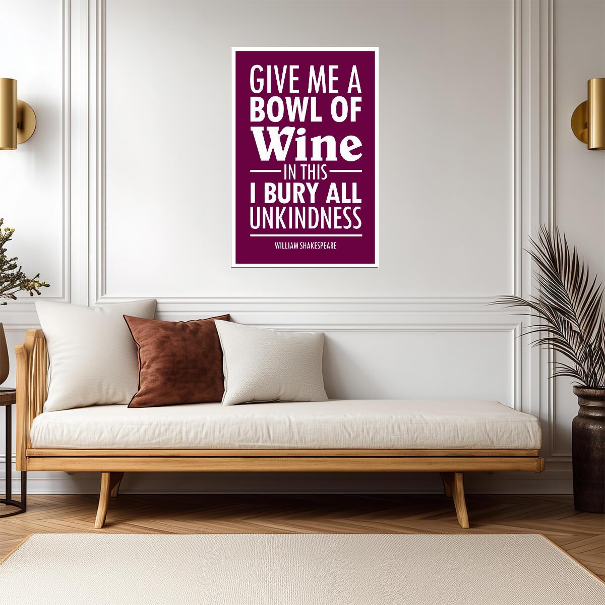 William Shakespeare Julius Caesar Quote | Give Me A Bowl Of Wine Poster | Purple Literary Wall Art - Type & Quotes Poster