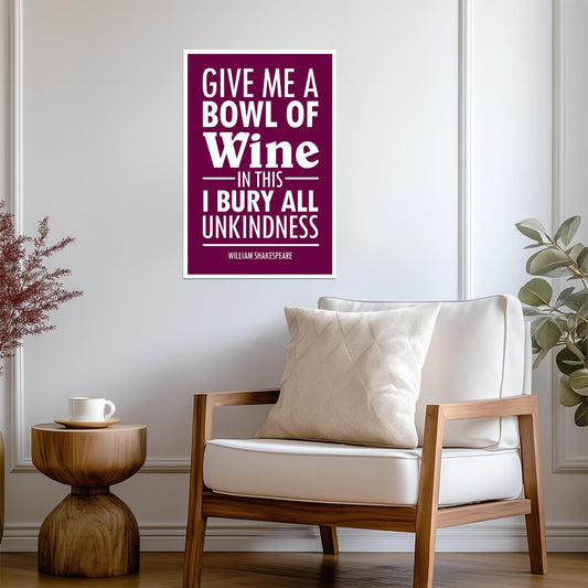 William Shakespeare Julius Caesar Quote | Give Me A Bowl Of Wine Poster | Purple Literary Wall Art - Type & Quotes Poster