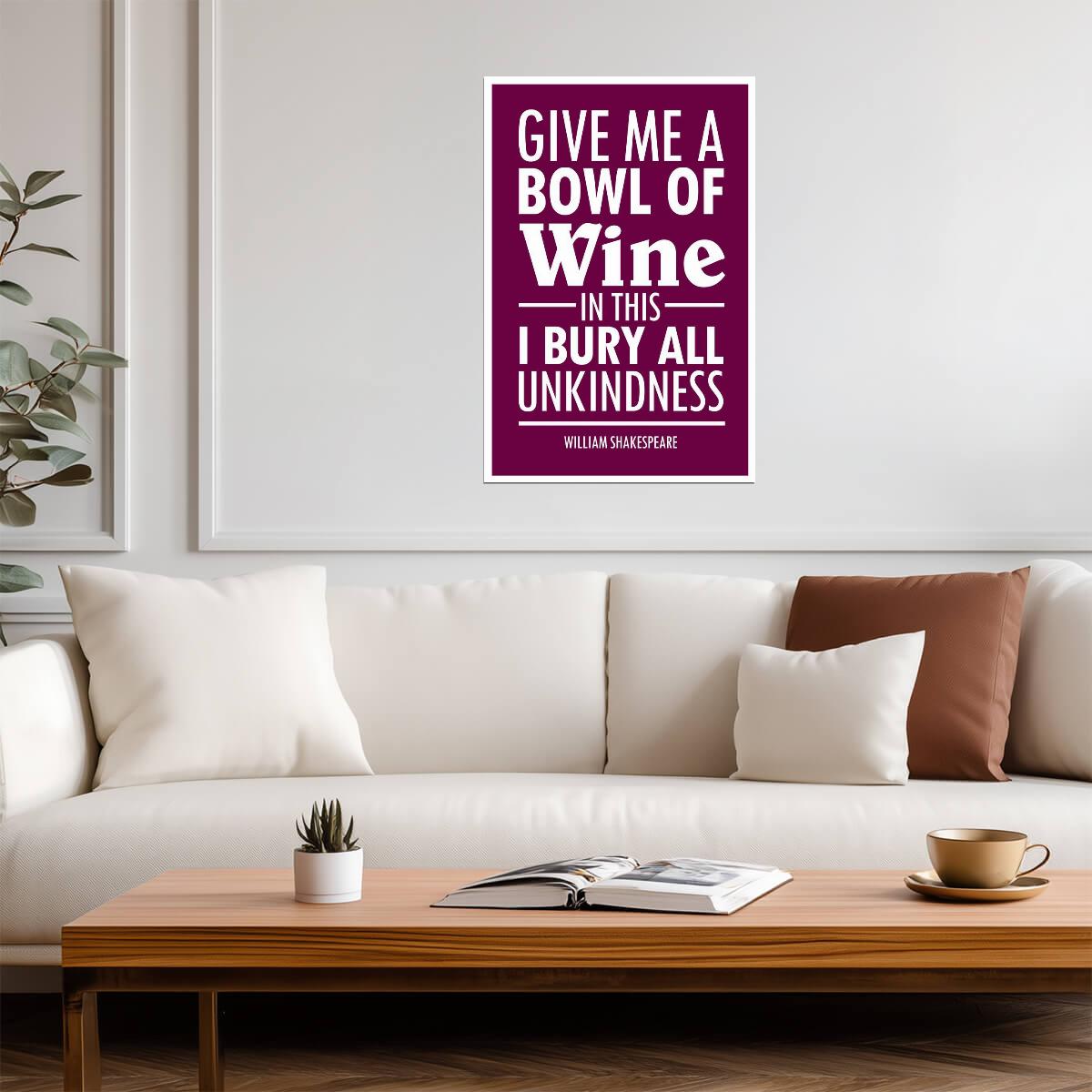 William Shakespeare Julius Caesar Quote | Give Me A Bowl Of Wine Poster | Purple Literary Wall Art - Type & Quotes Poster