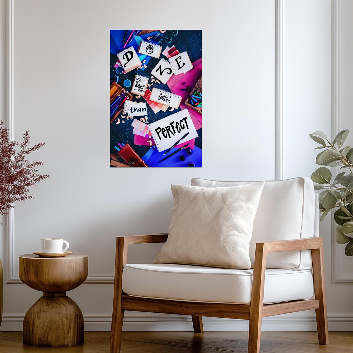 Done Is Better Than Perfect | Inspirational Quote Poster | Creative Collage Style Art - Type & Quotes Poster