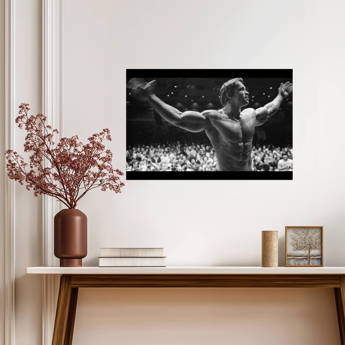 Arnold Schwarzenegger Mr. Olympia | Bodybuilding Legend Poster | Black and White Photography