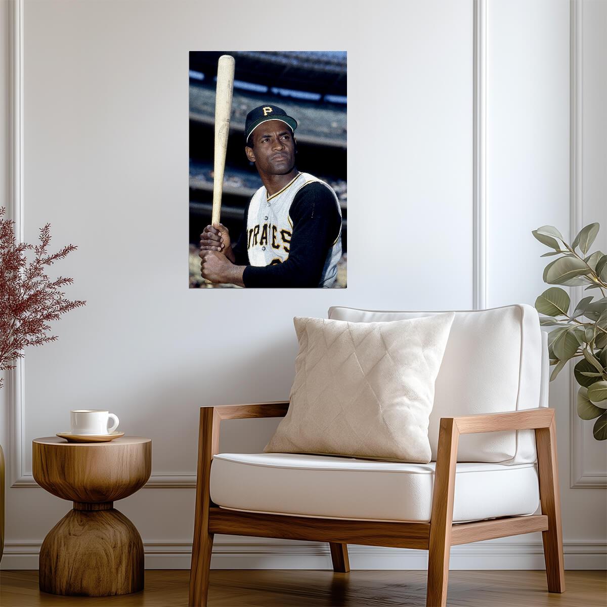 Roberto Clemente Pittsburgh Pirates | Vintage Baseball Poster | Classic Player Portrait - Sports Poster