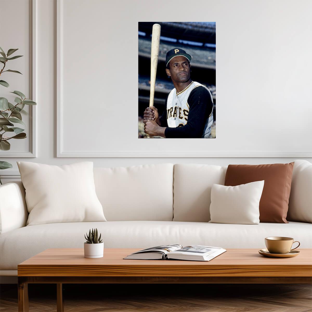 Roberto Clemente Pittsburgh Pirates | Vintage Baseball Poster | Classic Player Portrait - Sports Poster