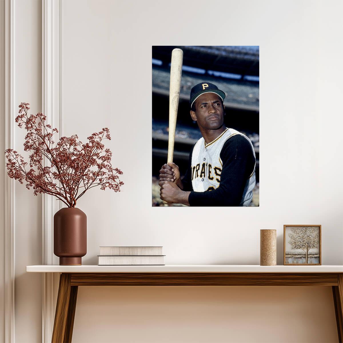 Roberto Clemente Pittsburgh Pirates | Vintage Baseball Poster | Classic Player Portrait - Sports Poster