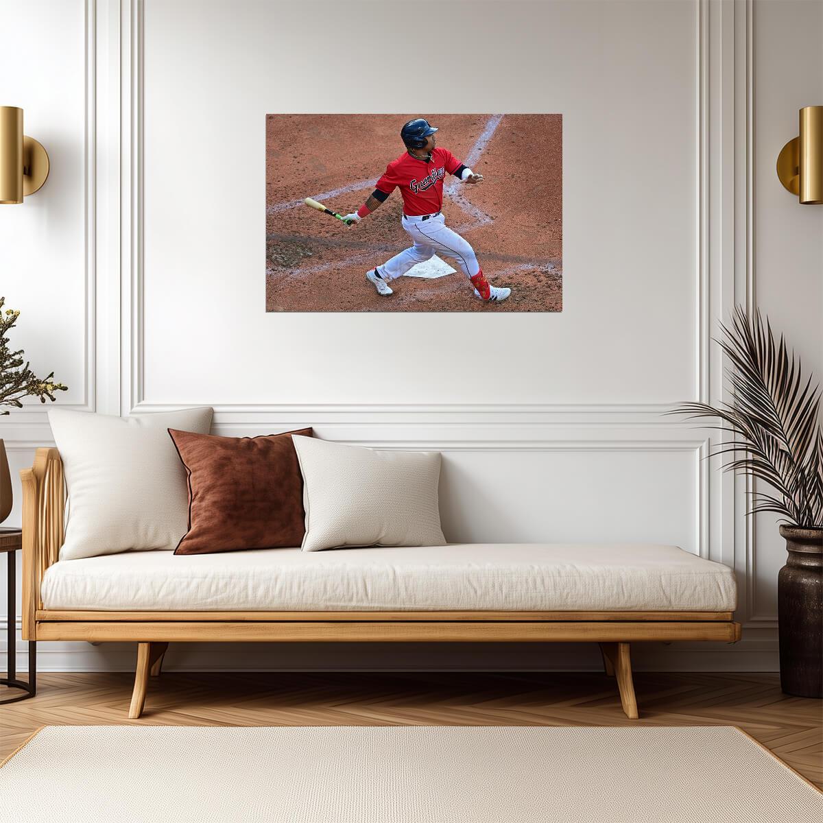 Jose Ramirez Cleveland Guardians | At Bat Action Photo | Baseball Player Poster - Sports Poster