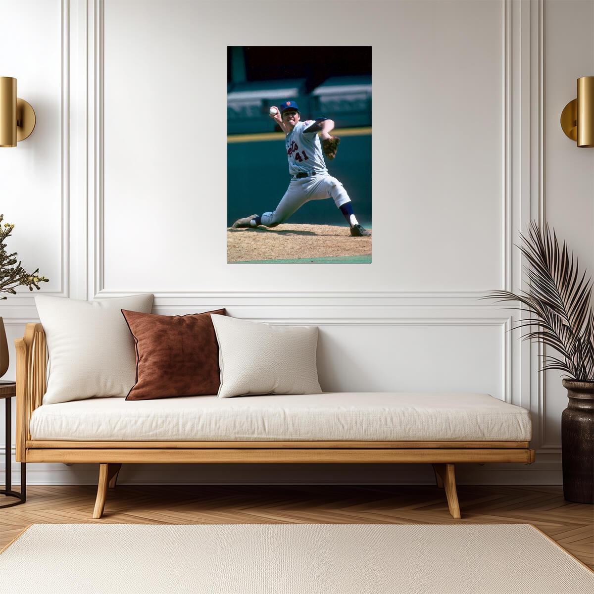 Tom Seaver New York Mets | Vintage Pitching Motion | Baseball Legend Poster - Sports Poster