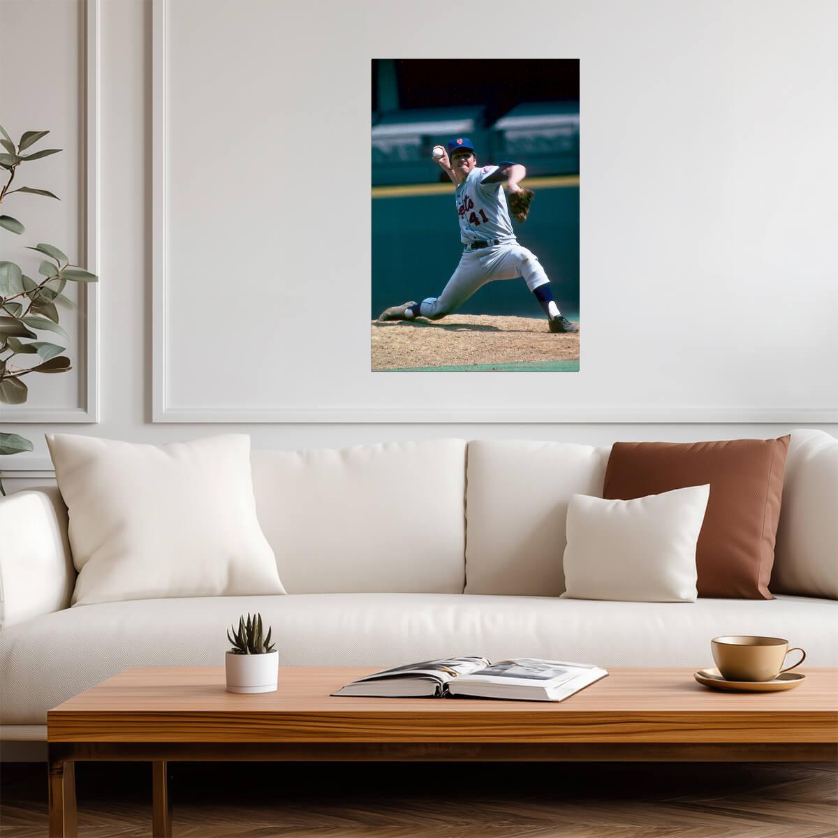 Tom Seaver New York Mets | Vintage Pitching Motion | Baseball Legend Poster - Sports Poster