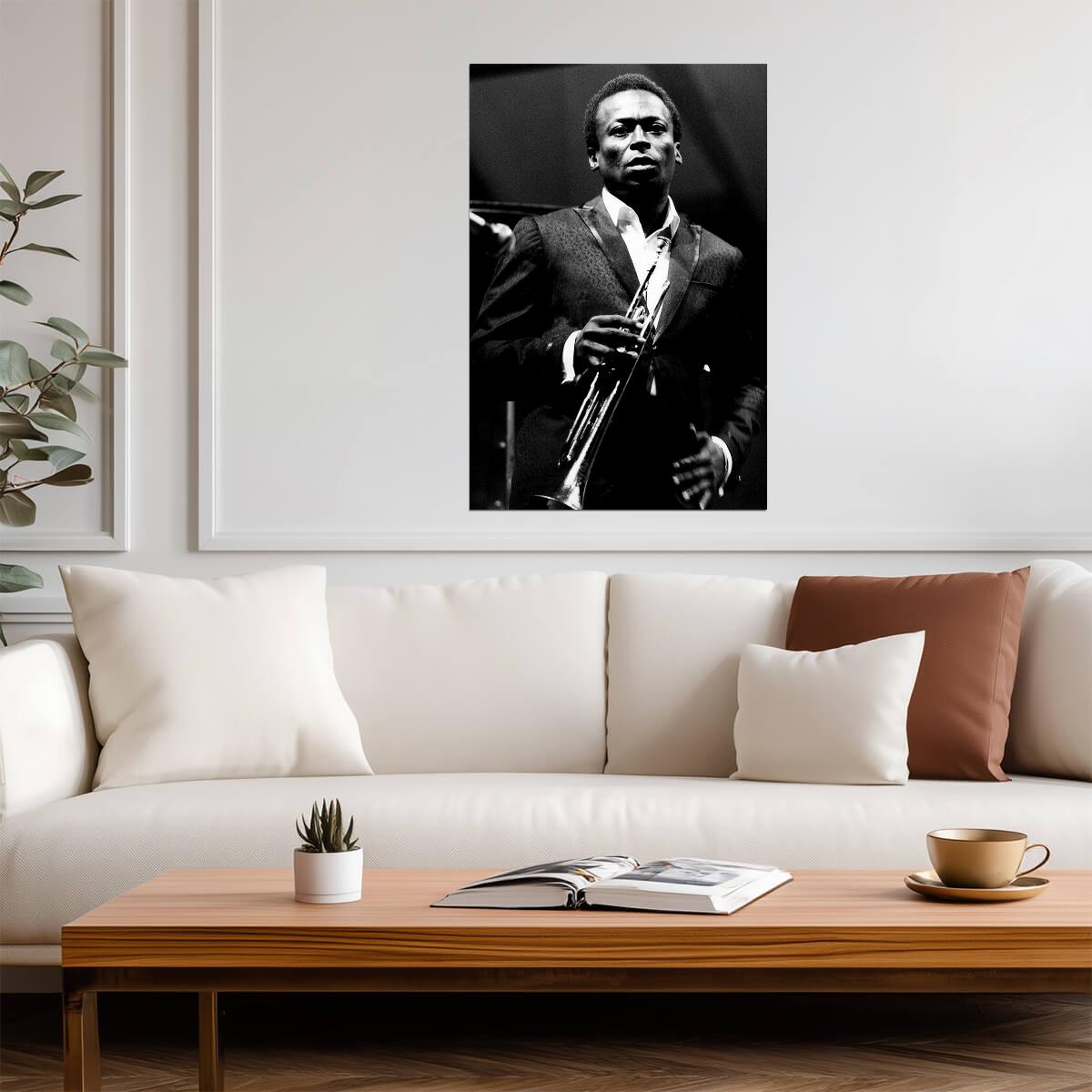 Miles Davis Kind of Blue Era | Jazz Legend Poster | Black and White Photography