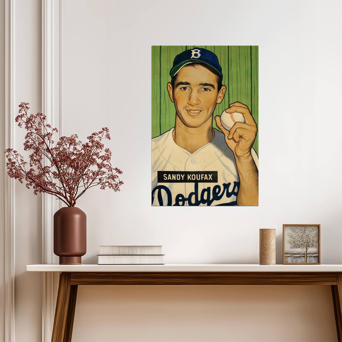 Sandy Koufax Brooklyn Dodgers | Vintage Baseball Card Art | Sports Legend Poster - Vintage & Retro Poster