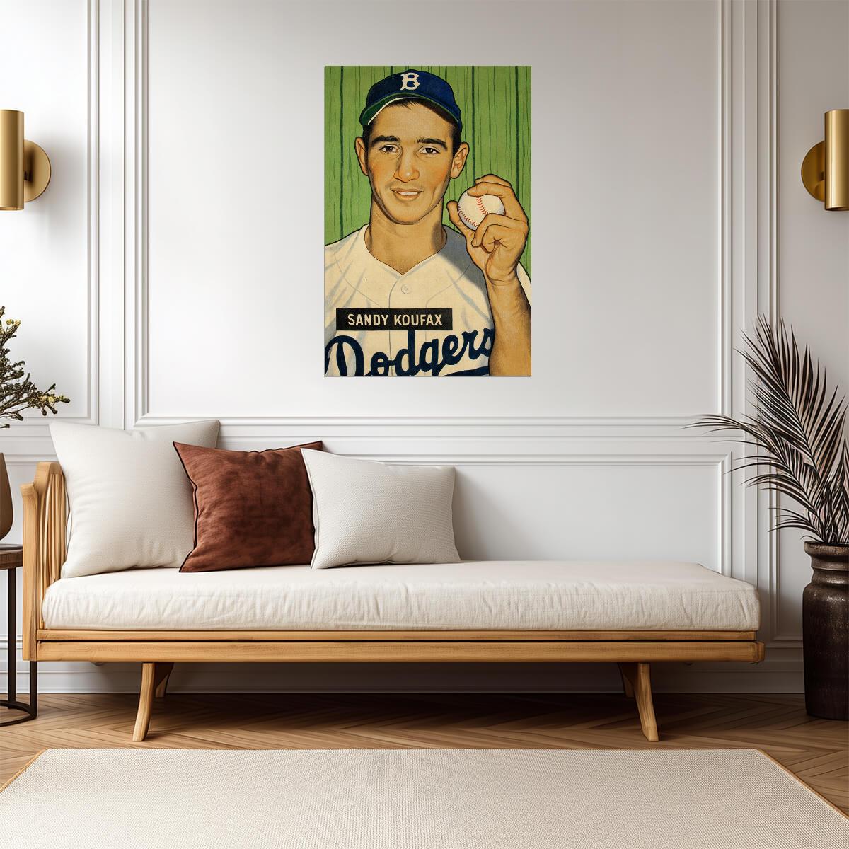 Sandy Koufax Brooklyn Dodgers | Vintage Baseball Card Art | Sports Legend Poster - Vintage & Retro Poster