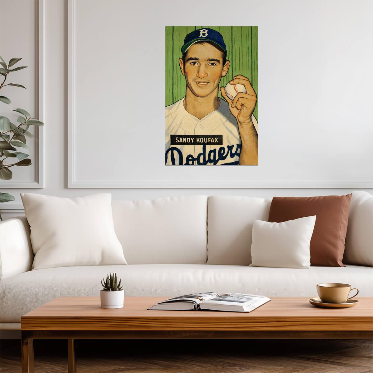 Sandy Koufax Brooklyn Dodgers | Vintage Baseball Card Art | Sports Legend Poster - Vintage & Retro Poster