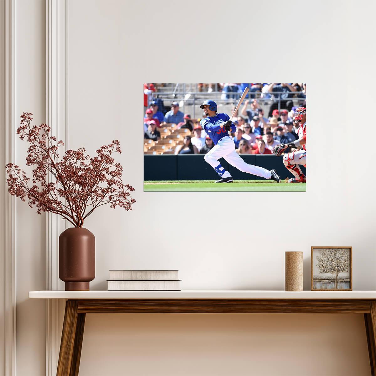 Mookie Betts Los Angeles Dodgers | At Bat Action Photo | Baseball Star Poster - Sports Poster