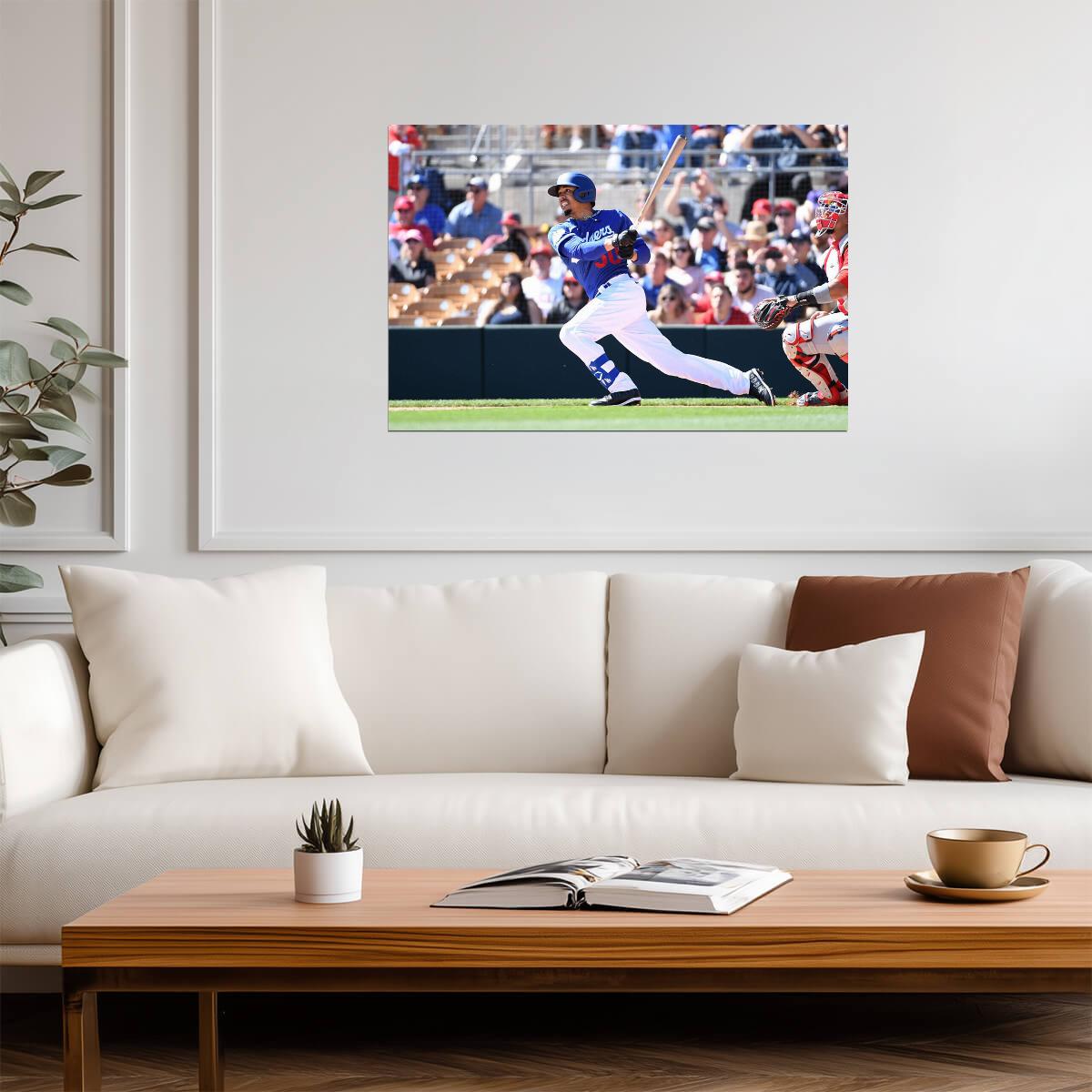 Mookie Betts Los Angeles Dodgers | At Bat Action Photo | Baseball Star Poster - Sports Poster
