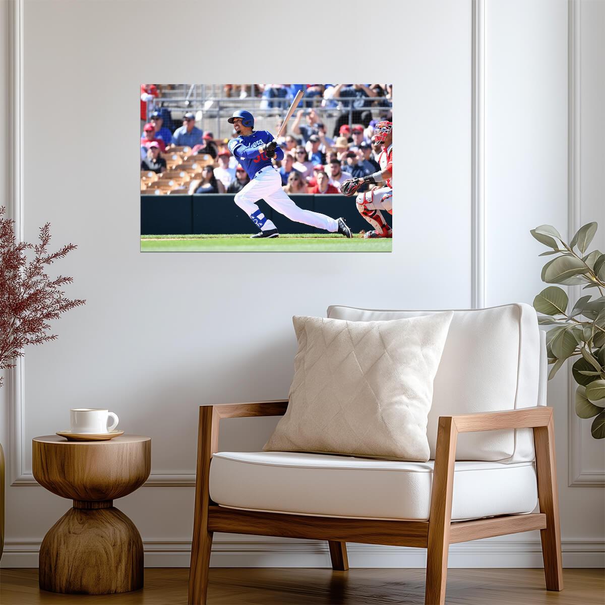 Mookie Betts Los Angeles Dodgers | At Bat Action Photo | Baseball Star Poster - Sports Poster