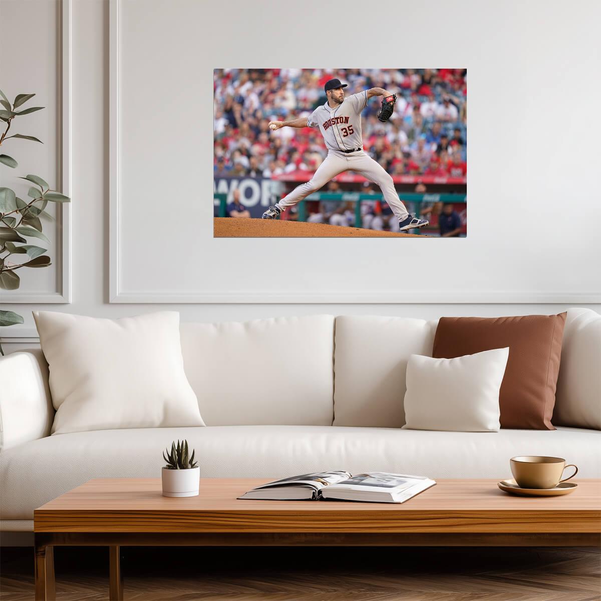 Justin Verlander Houston Astros | Pitching Action Photo | Baseball Star Poster - Sports Poster