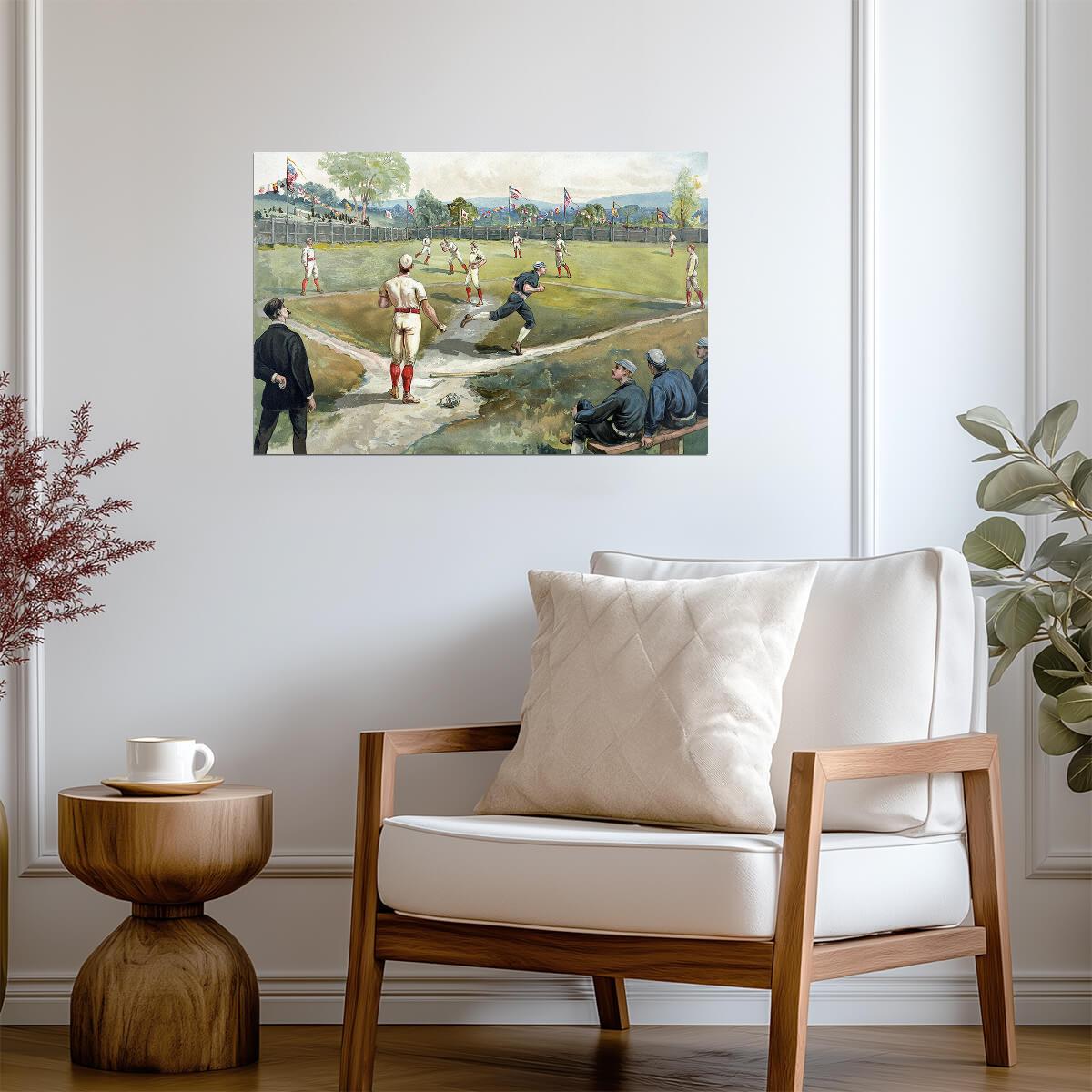 1887 Baseball Game Illustration | Vintage Sports Poster | Baseball History Wall Art - Vintage & Retro Poster