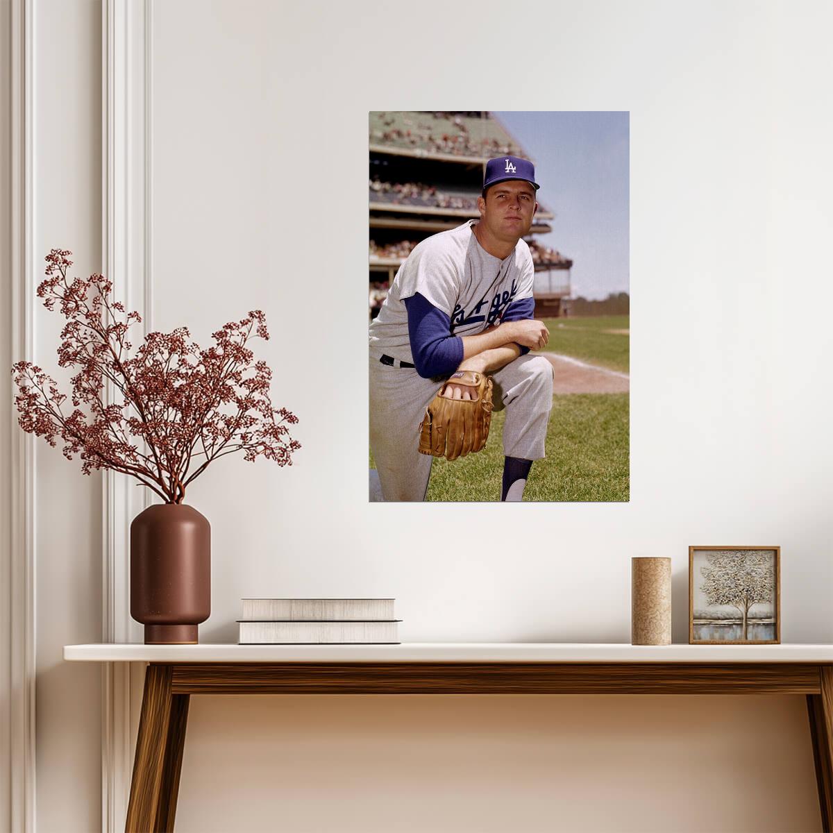 Don Drysdale Pitching Pose | Los Angeles Dodgers Poster | Color Sports Photography - Vintage & Retro Poster