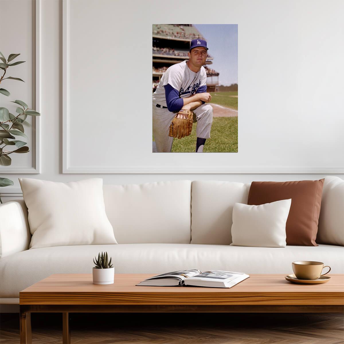 Don Drysdale Pitching Pose | Los Angeles Dodgers Poster | Color Sports Photography - Vintage & Retro Poster