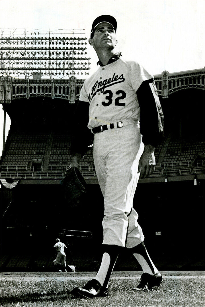 Sandy Koufax Los Angeles Dodgers | Black and White Portrait | Vintage Baseball Poster - Sports Poster