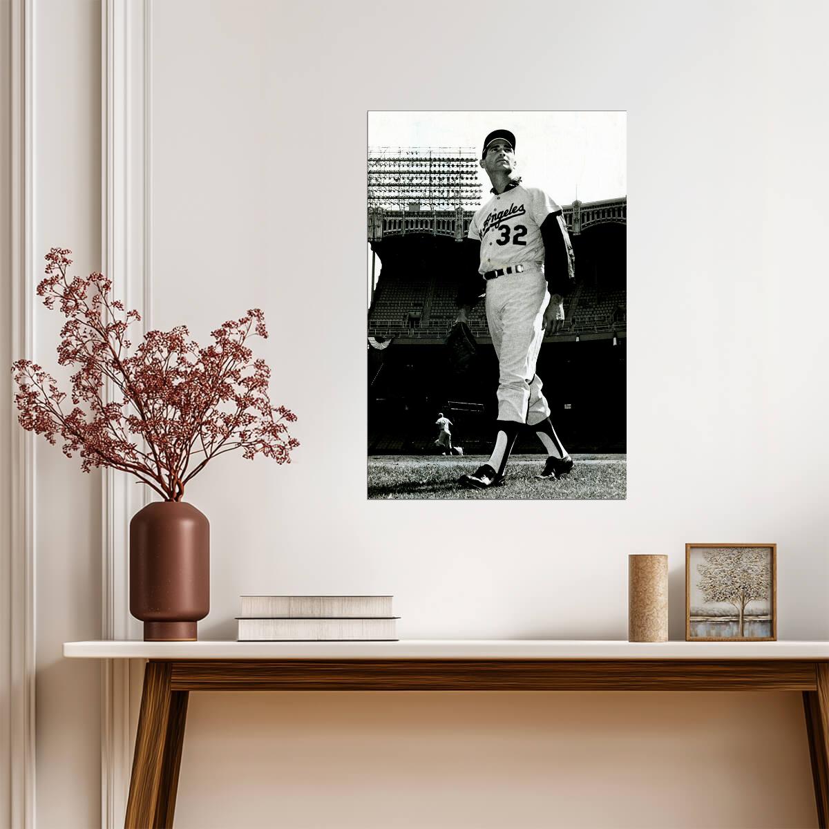 Sandy Koufax Los Angeles Dodgers | Black and White Portrait | Vintage Baseball Poster - Sports Poster