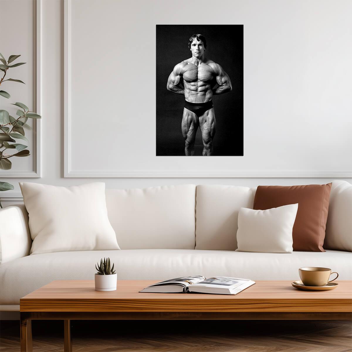 Arnold Schwarzenegger Iconic Pose | Classic Bodybuilding Photography | Gym Motivation Poster - Sports Poster