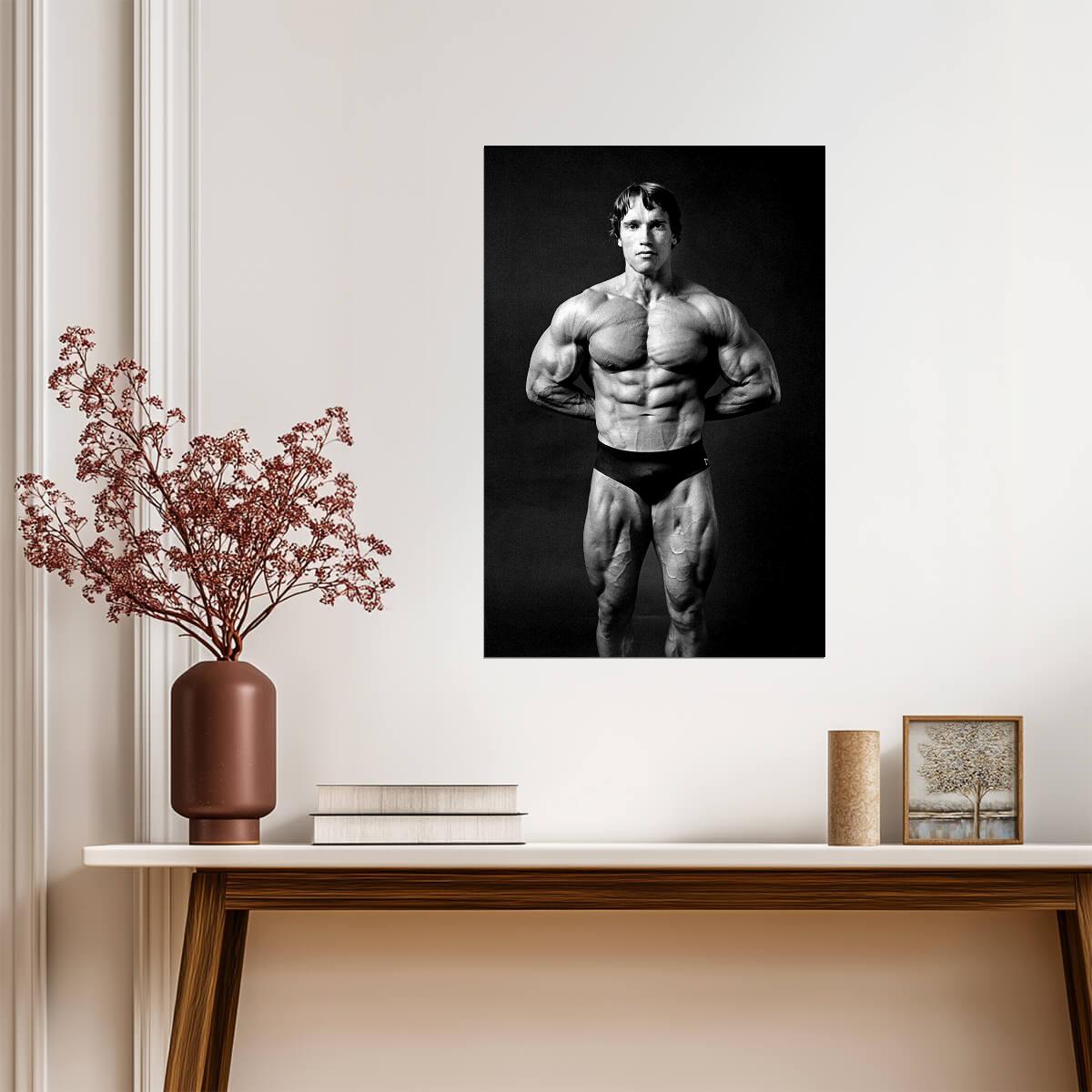 Arnold Schwarzenegger Iconic Pose | Classic Bodybuilding Photography | Gym Motivation Poster - Sports Poster