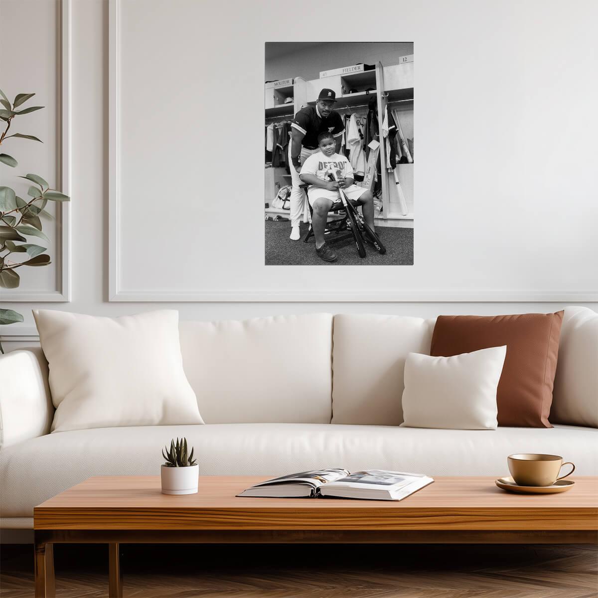 Cecil & Prince Fielder | Detroit Tigers Locker Room Photo | Black and White Poster - Vintage & Retro Poster
