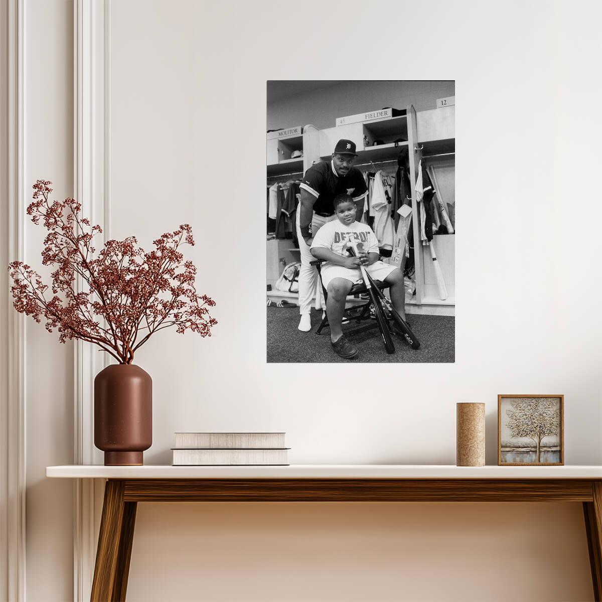 Cecil & Prince Fielder | Detroit Tigers Locker Room Photo | Black and White Poster - Vintage & Retro Poster