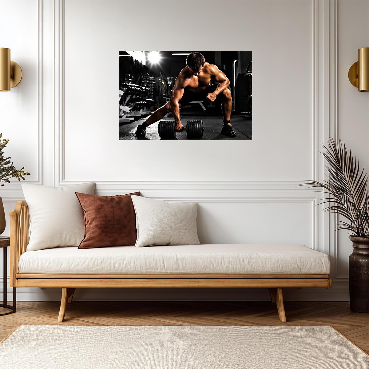 Barbell Lunges Workout | Motivational Gym Photography | Bodybuilding Poster - Sports Poster