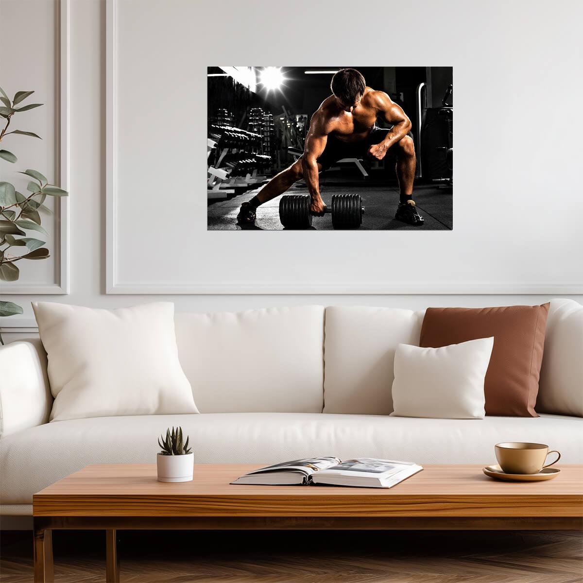 Barbell Lunges Workout | Motivational Gym Photography | Bodybuilding Poster - Sports Poster
