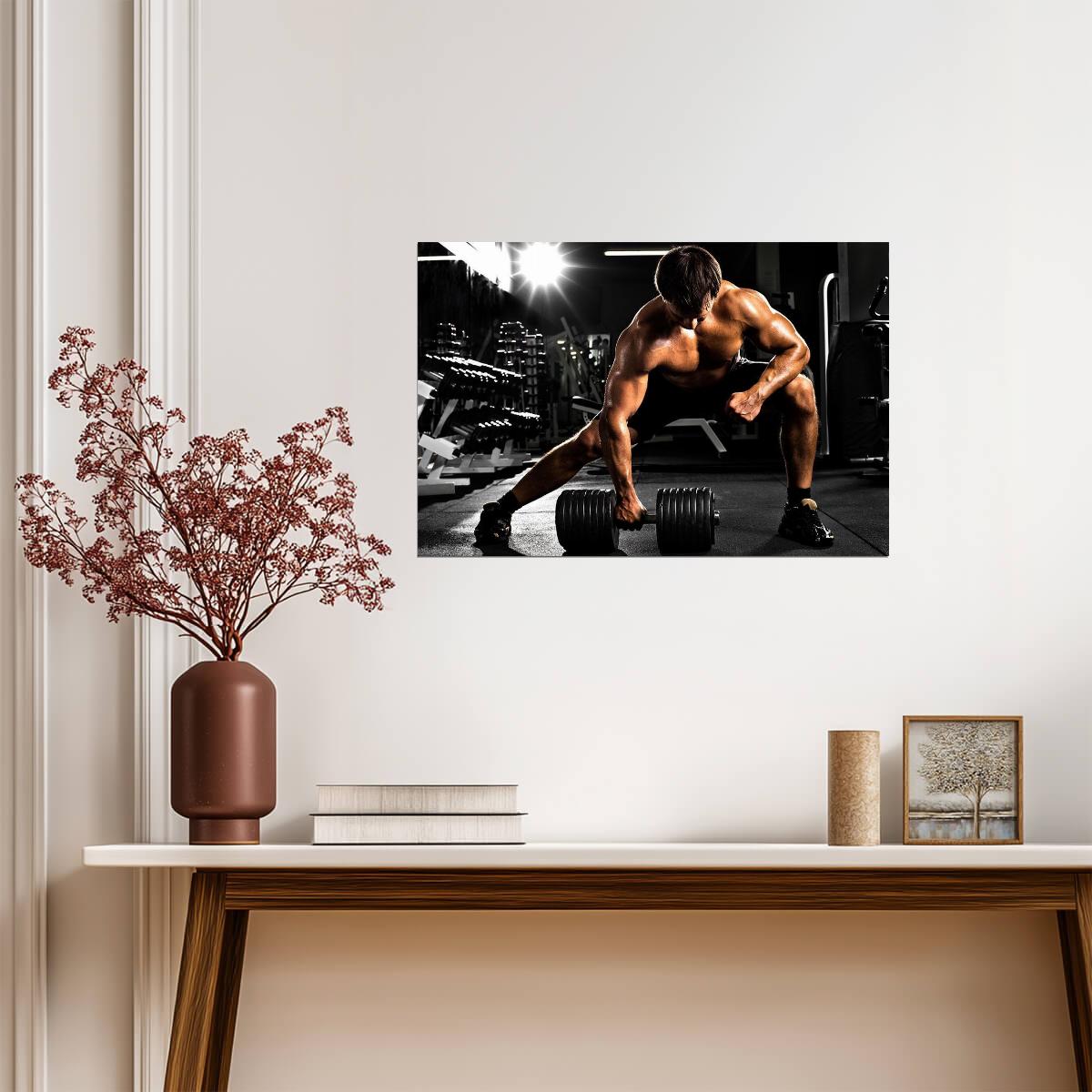 Barbell Lunges Workout | Motivational Gym Photography | Bodybuilding Poster - Sports Poster
