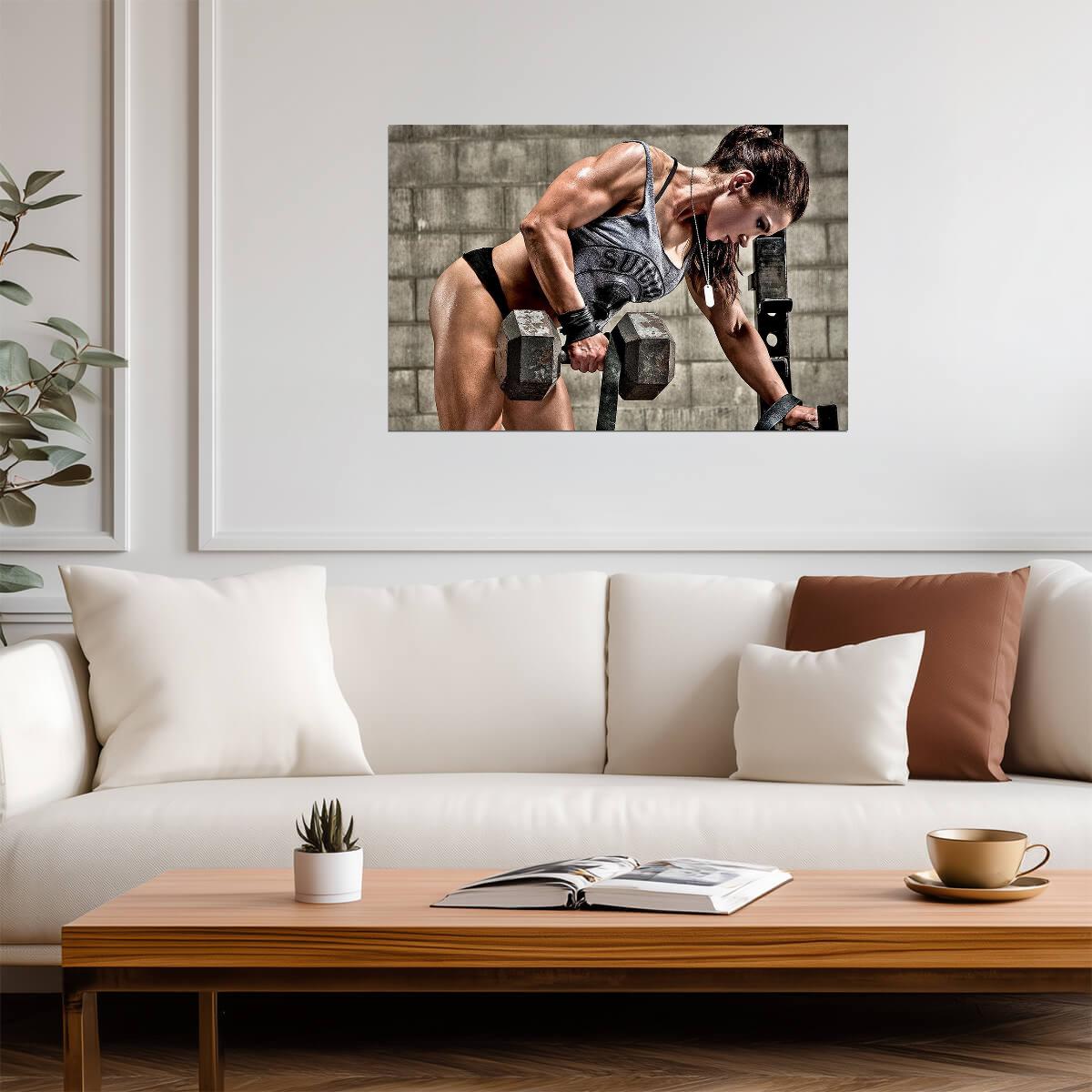 Sexy Athlete with Dumbbells | Bodybuilding Photography | Female Fitness Poster - Sports Poster