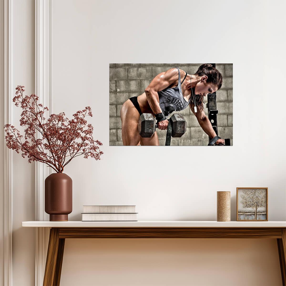 Sexy Athlete with Dumbbells | Bodybuilding Photography | Female Fitness Poster - Sports Poster