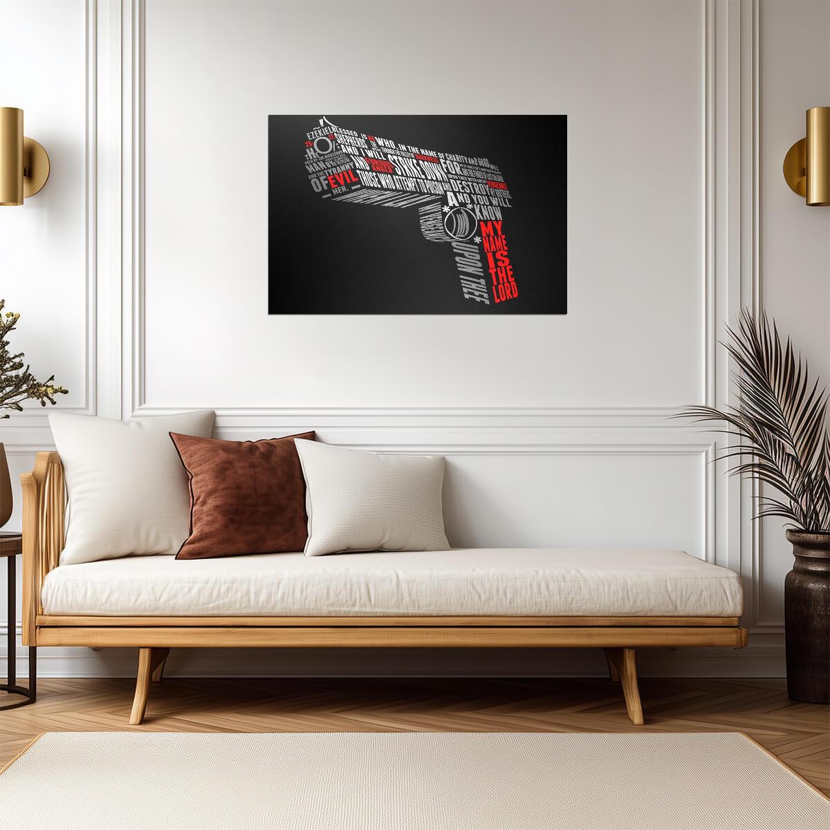 Pulp Fiction | Typographic Gun made from Movie Quotes | Wall Art Poster - Movies & TV Poster
