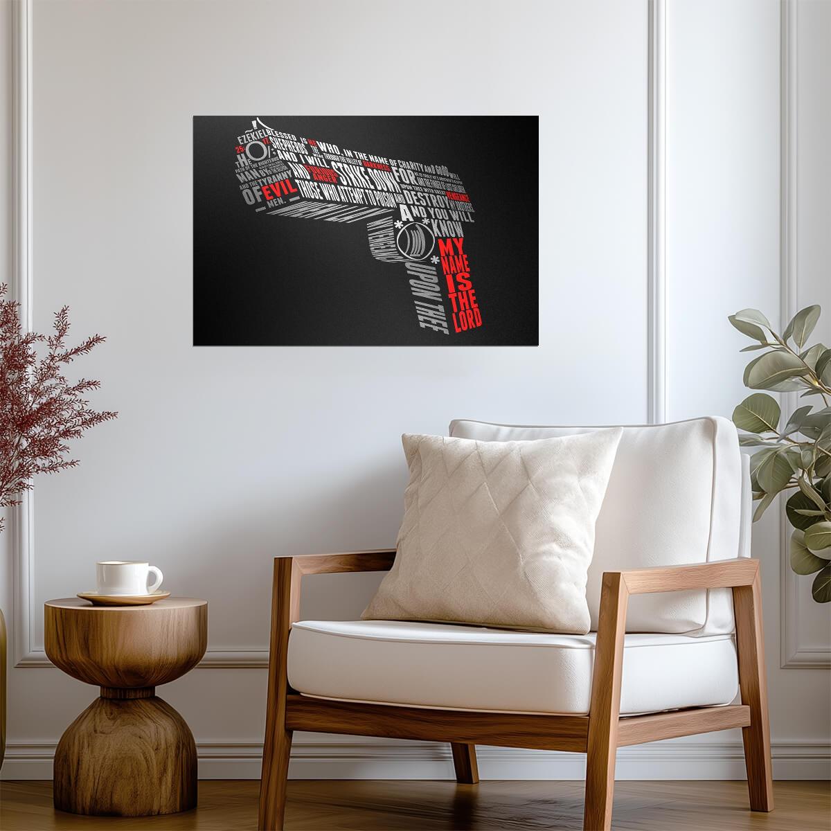 Pulp Fiction | Typographic Gun made from Movie Quotes | Wall Art Poster - Movies & TV Poster